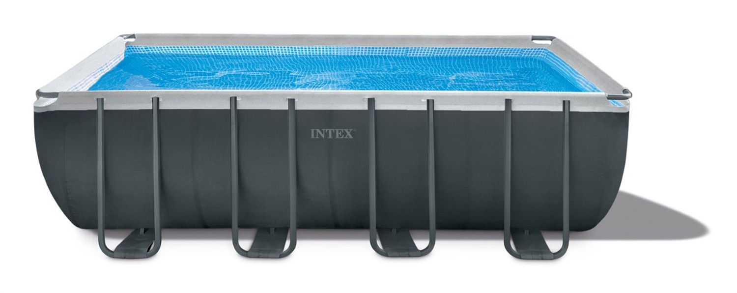 Intex 26356NP - Piscina Fuori Terra Ultra XTR Frame Rettangolare 549x274x132 cm, Capacità 17203 L, Pompa Filtro 5700 L/h, Scaletta, Telo Base e Copertura, Acciaio e PVC, Grigio