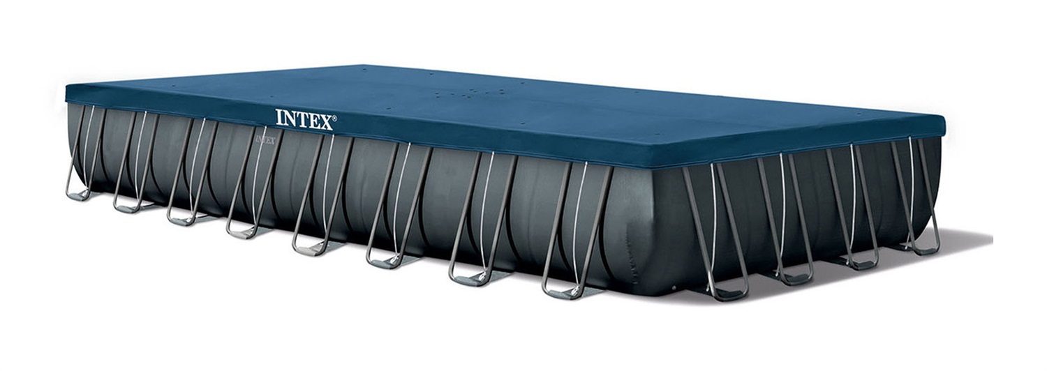 Intex Ultra XTR Frame 26374NP - Piscina Fuori Terra Rettangolare 975x488x132 cm, Capacità 54368 L, Colore Antracite, Pompa a Sabbia Inclusa