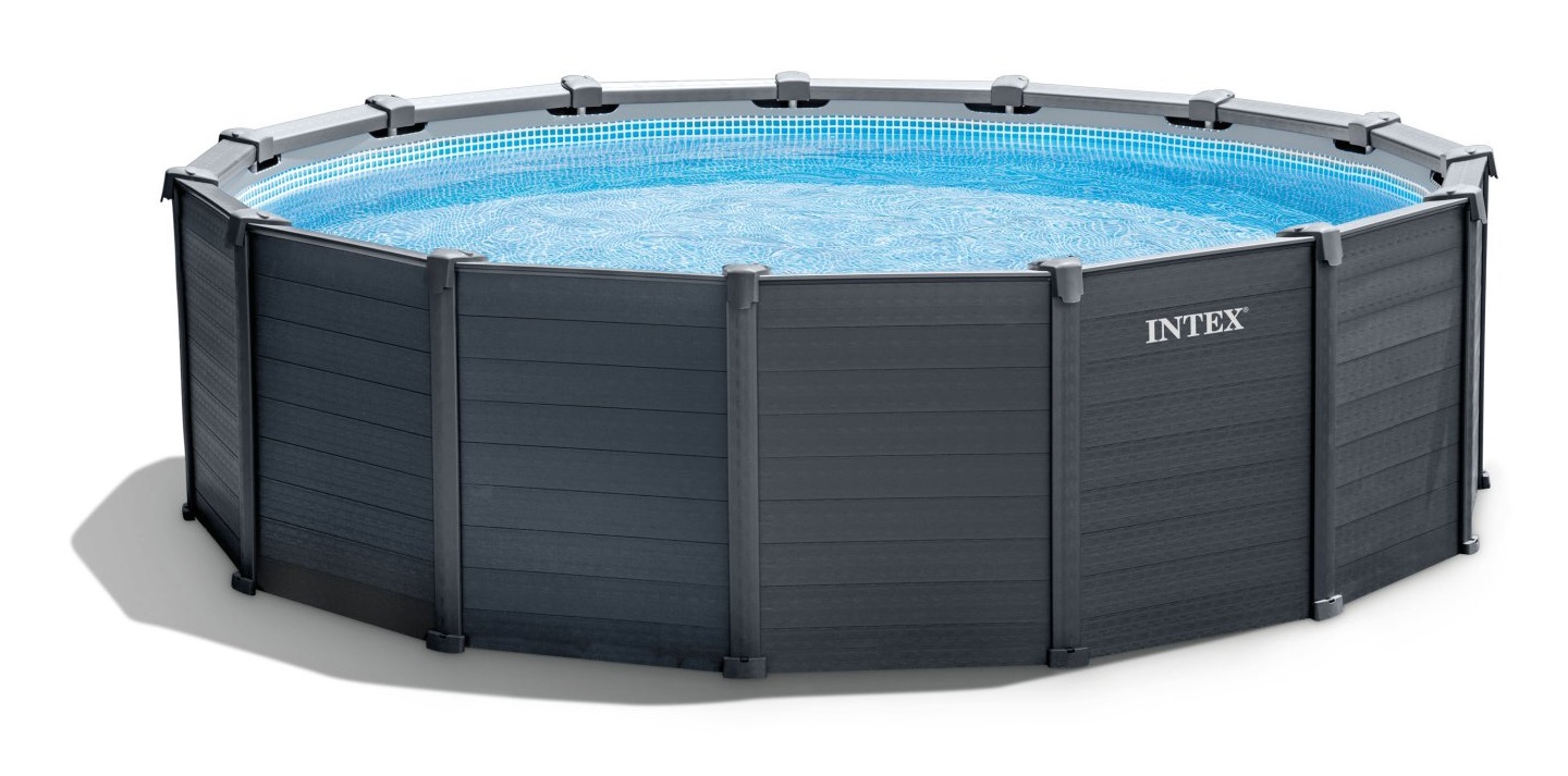 Intex Piscina Rotonda Graphite 26384 - 478 x 124 cm, Capacità 16.500 - 16.805 litri, Pompa a Sabbia Inclusa