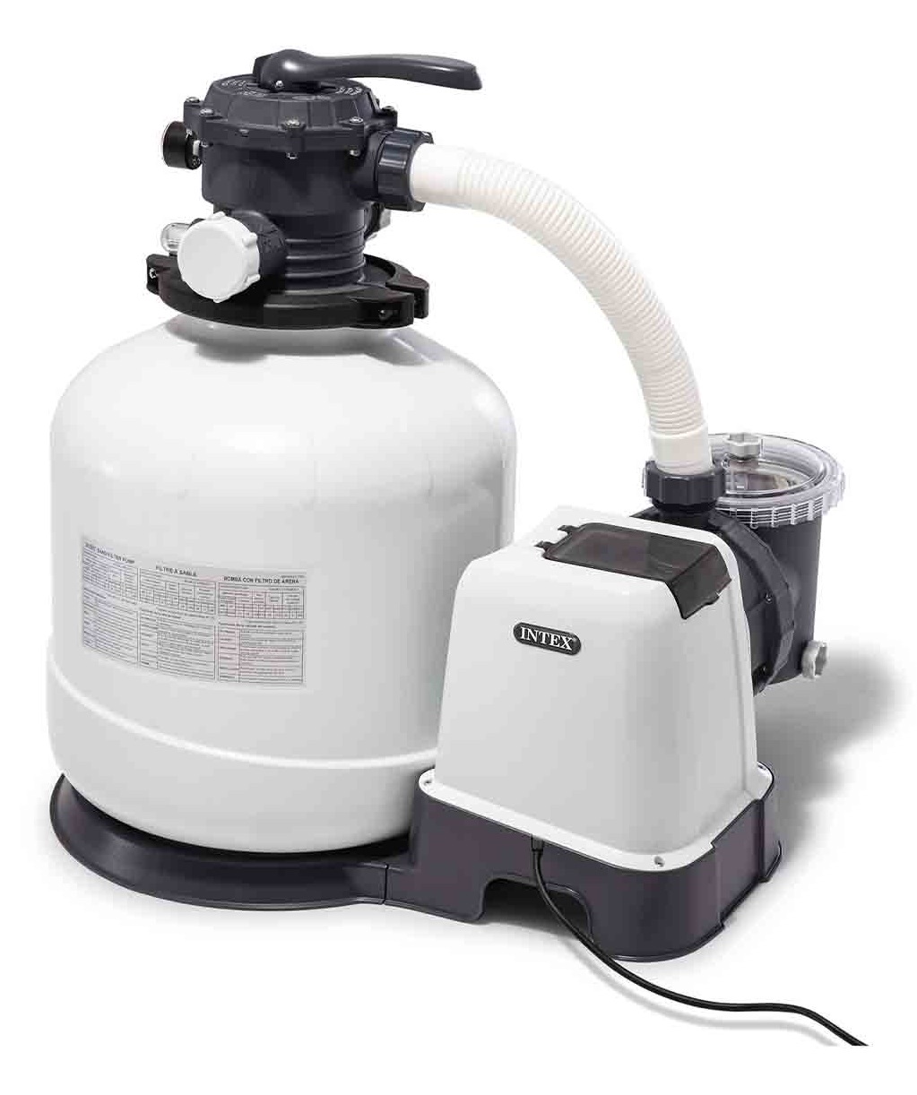 Intex Pompa Filtro a Sabbia Krystal Clear 12000 L/h, Flusso di Sistema 9200 L/h, Plastica Bianco, 6 Funzioni