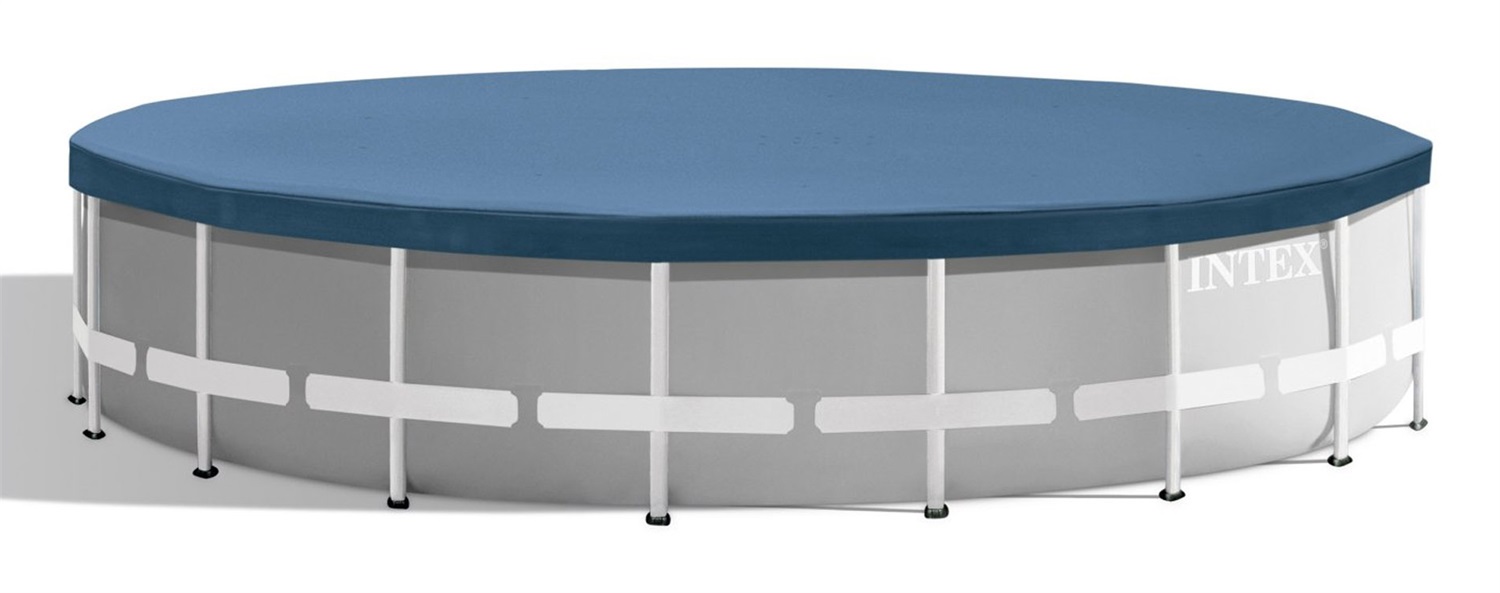 Intex 26732NP - Piscina Fuori Terra Prisma Frame Rotonda 549x122 cm, Capacità 24311 L, Pompa Filtro 5678 L/h, Scaletta, Telo Base e Copertura, Acciaio e PVC, Grigio