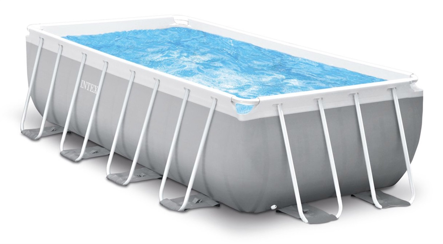 Intex 26788 Piscina Fuori Terra Rettangolare Prisma Metal Frame 400x200x100 cm con Pompa Filtro e Scaletta - Capacità 6836 litri, Colore Grigio