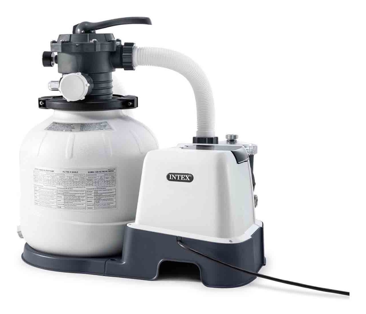 Intex 26676 - Pompa Filtro a Sabbia Krystal Clear con Generatore Salino di Cloro, Flusso d'Acqua 7900 L/h, per piscine fino a 32200 L