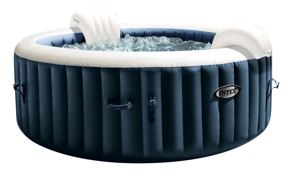 Intex 28430EX PureSpa Vasca Idromassaggio Gonfiabile Bubble Massage 4 posti 140 Getti Riscaldatore PVC Blu Navy 196x71 cm