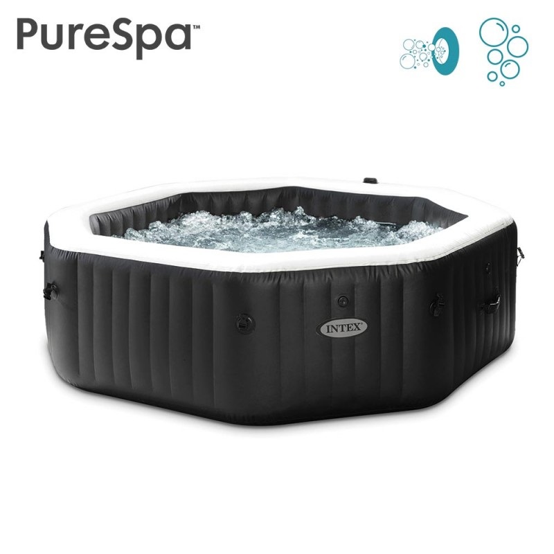 Intex Pure Spa Jet & Bubble Deluxe Ottagonale 6 Posti 213x213x71 cm Piscina Idromassaggio Gonfiabile Nero