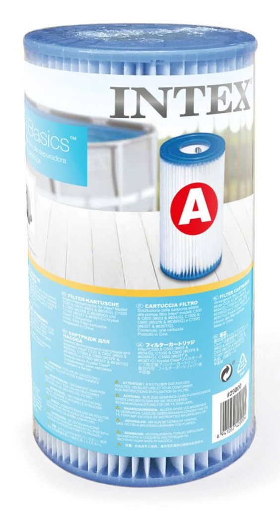 Intex 29000 Cartuccia Filtro Tipo A - Altezza 20 cm, Diametro Esterno 10,7 cm, Compatibile con Pompe Filtro Intex