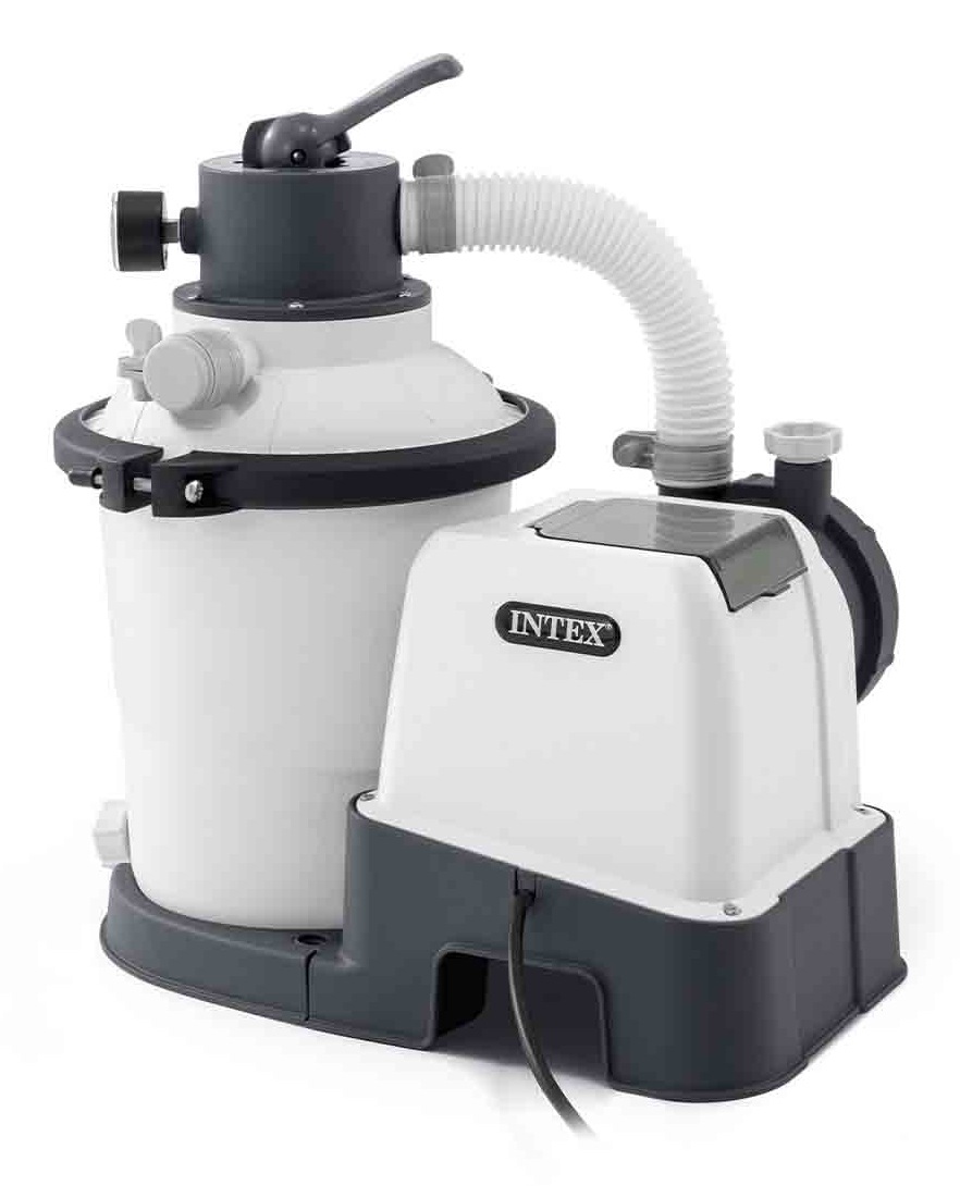 Intex 26642 Pompa Filtro a Sabbia Krystal Clear, Flusso d'Acqua 3500 L/h, Flusso di Sistema 2000 L/h, Plastica Bianco, Valvola a 4 Funzioni e Timer