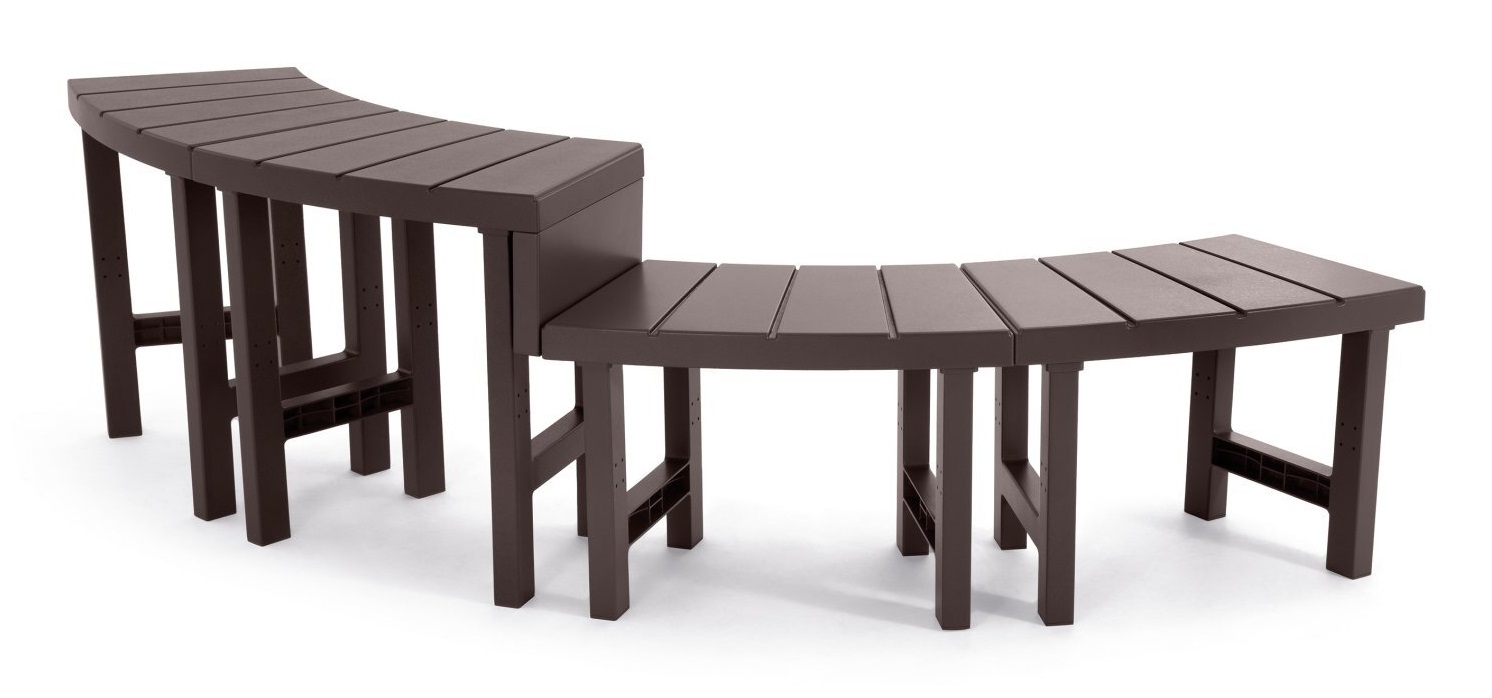 Intex 28515 Set di Panchine per PureSpa Rotonda 4 posti - 2 Panchine Medie e 2 Panchine Alte in Polipropilene Marrone Scuro