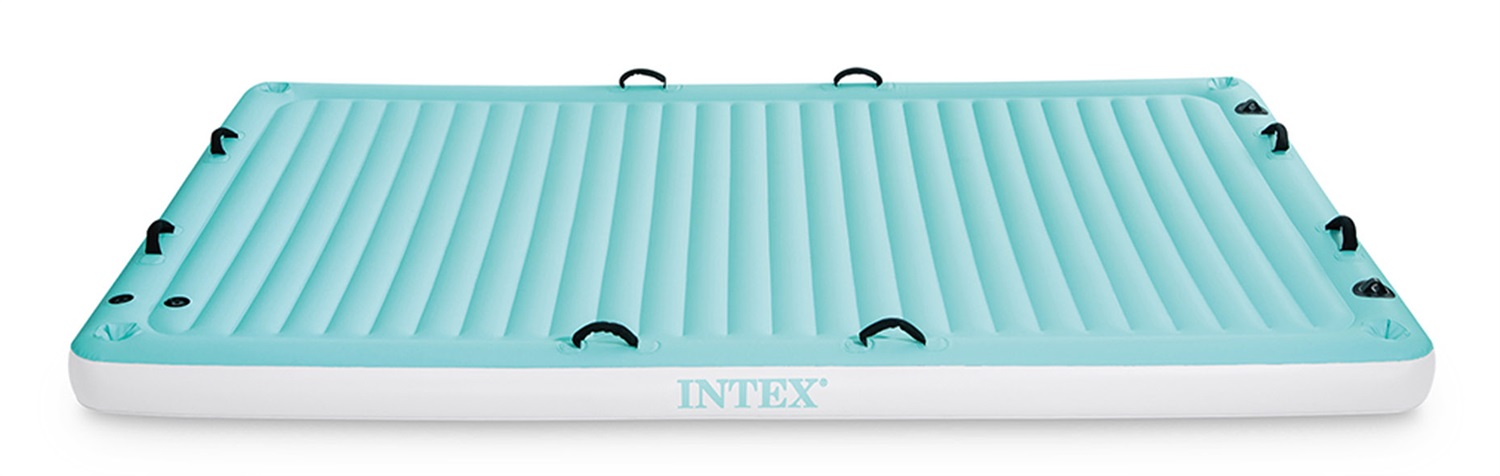 Intex 56289EU Materassino Galleggiante Water Lounge Blu/Azzurro, 310x183x18 cm, Capacità Max 400 kg, con 4 Porta Bicchieri e Maniglioni