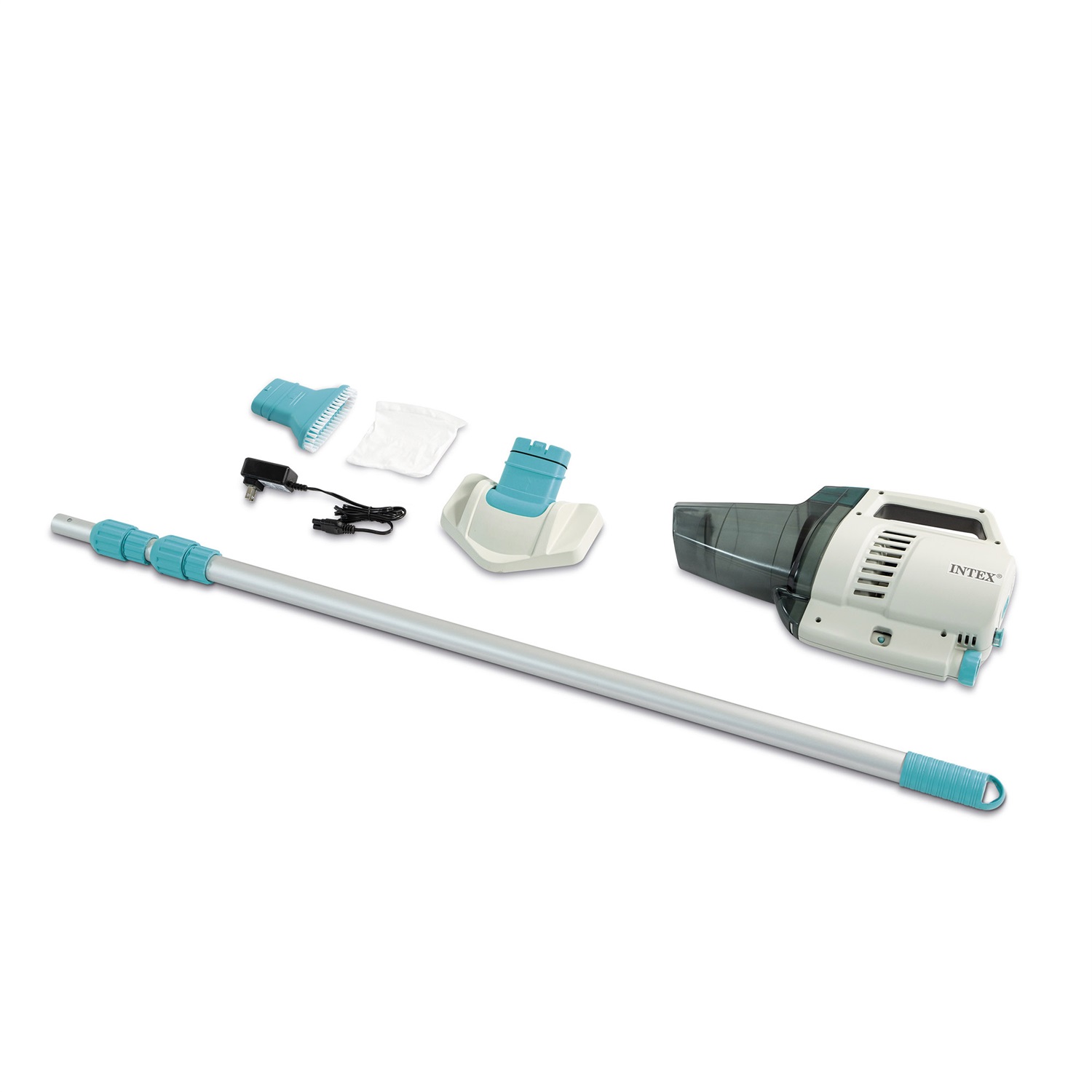 Intex ZR200 Aspirapolvere Vacuum Ricaricabile per Piscine e Spa con Asta Telescopica da 280 cm e Due Teste Aspiratrici