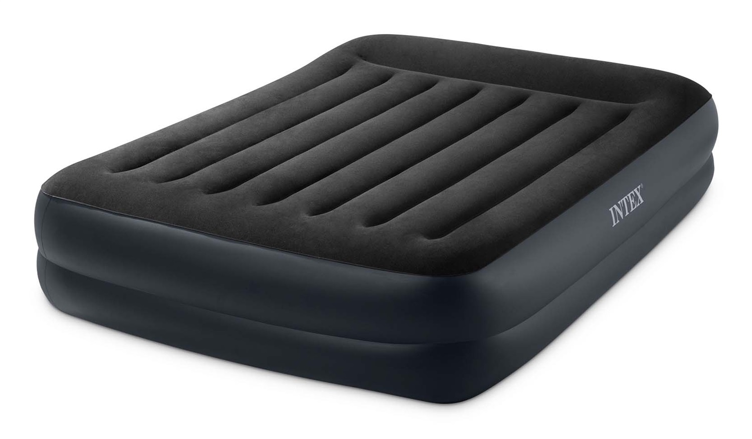 Intex Dura-Beam Pillow Rest Raised Materasso Gonfiabile Matrimoniale 152x203x42 cm con Cuscino Ergonomico e Pompa Elettrica Inclusa - Blu Scuro