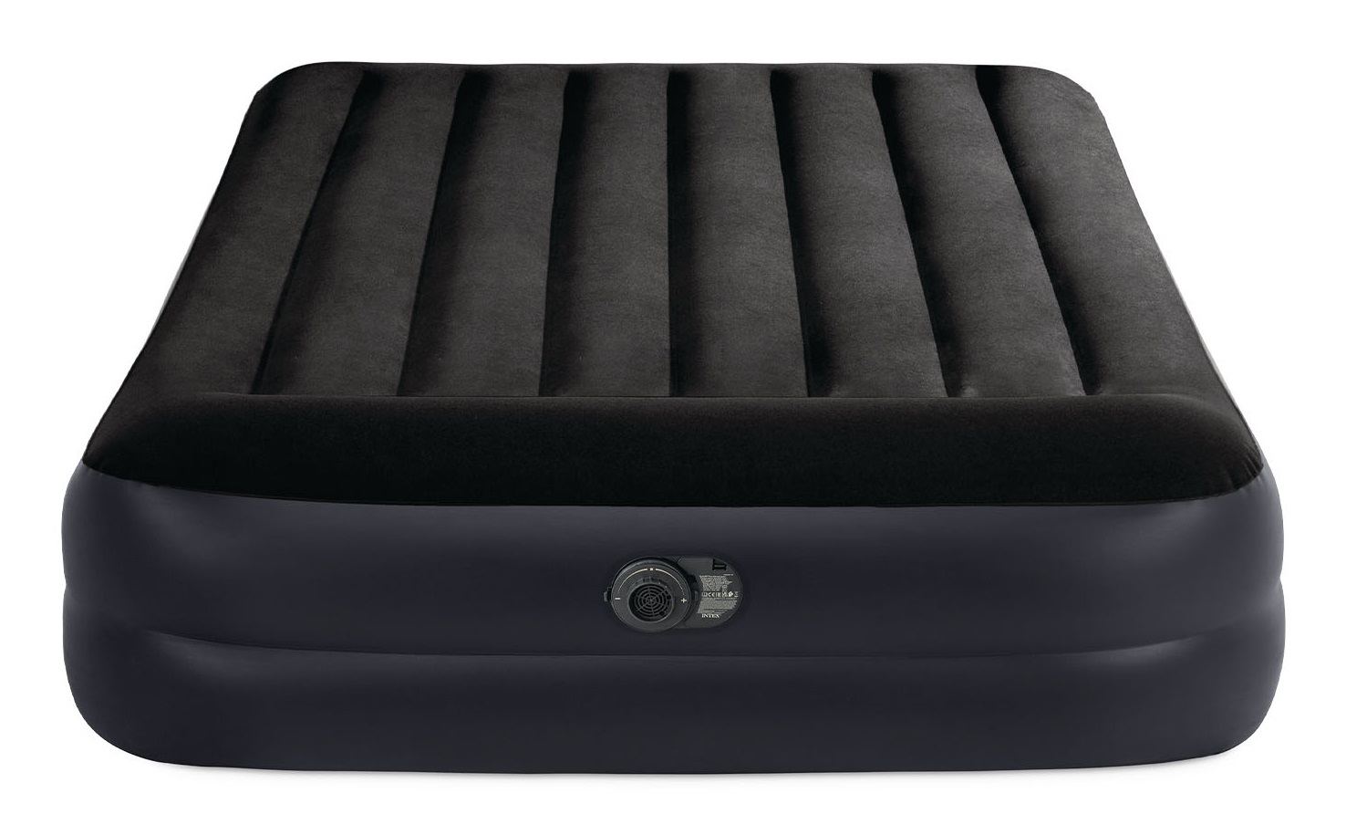 Intex Dura-Beam Pillow Rest Raised Materasso Gonfiabile Matrimoniale 152x203x42 cm con Cuscino Ergonomico e Pompa Elettrica Inclusa - Blu Scuro