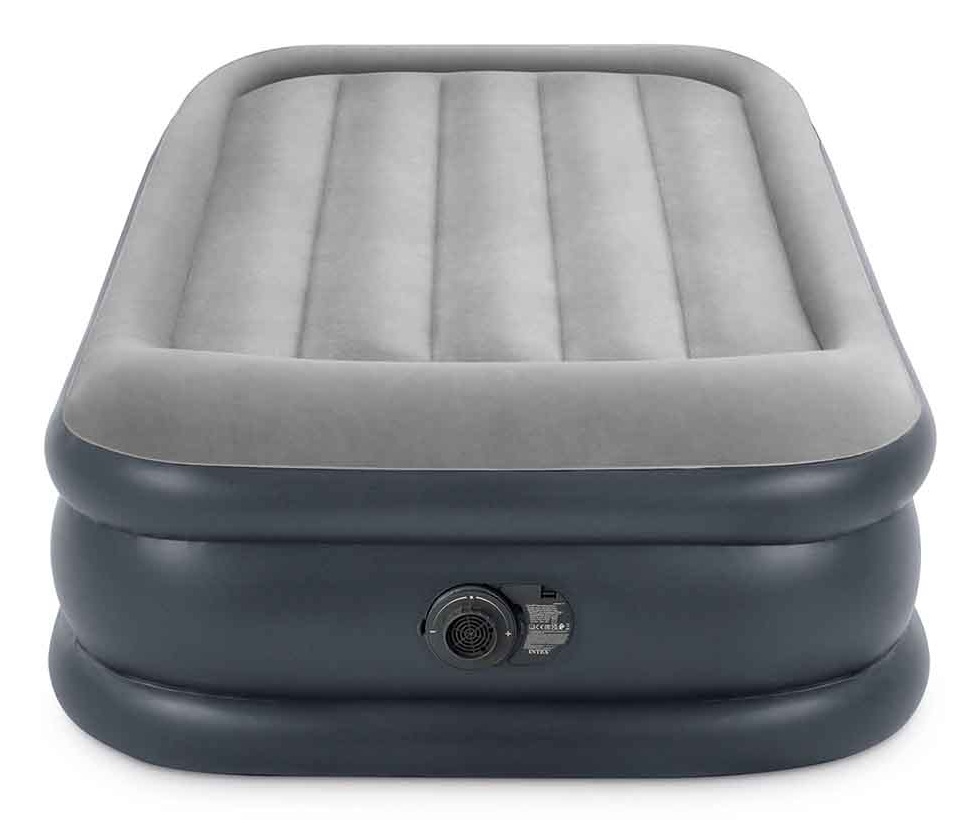 Intex Dura-Beam Pillow Rest Deluxe Materasso Singolo Bicolore con Pompa Elettrica Integrata e Cuscino Ergonomico 99x191x42 cm