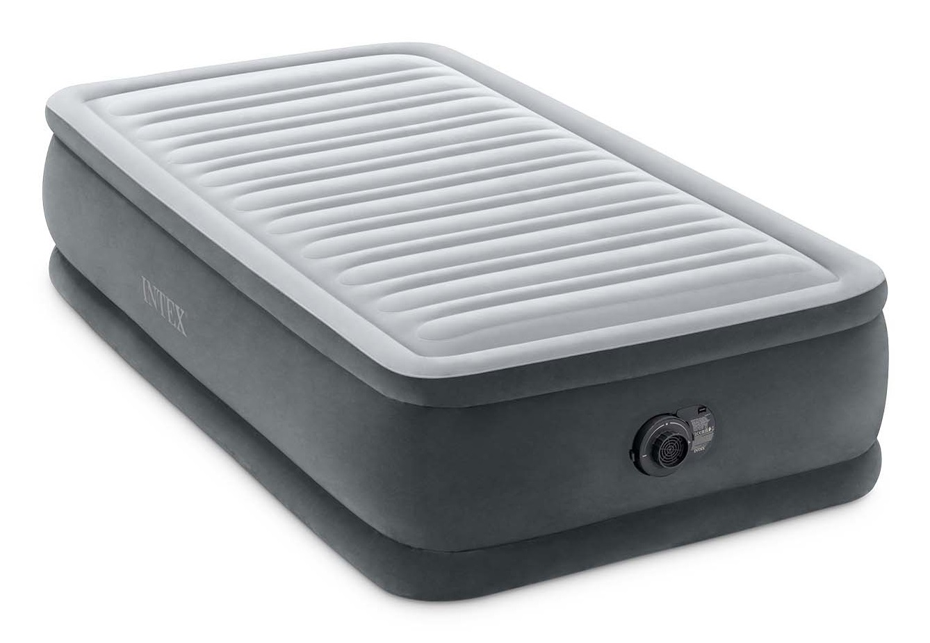 Intex Dura-Beam Comfort-Plush Elevated Materasso Gonfiabile Singolo Grigio Chiaro con Pompa Elettrica - 99x191x46 cm