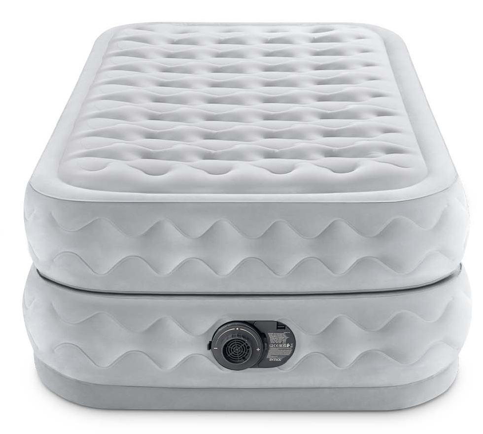 Intex Materasso Gonfiabile Dura-Beam Supreme Air-Flow Autogonfiante 99x191x51 cm con Pompa Elettrica, Grigio Chiaro