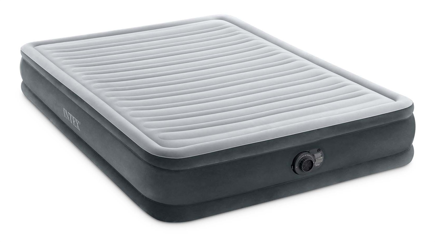 Intex 67770ND Materasso Gonfiabile Dura-Beam Comfort Plush Matrimoniale con Pompa Elettrica Incorporata 152x203x33 cm - Grigio Chiaro