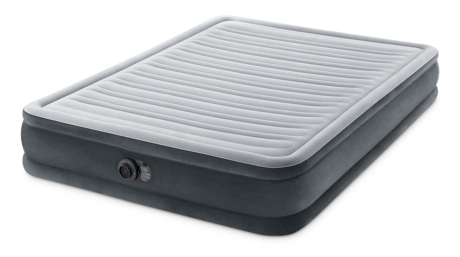 Intex 67770ND Materasso Gonfiabile Dura-Beam Comfort Plush Matrimoniale con Pompa Elettrica Incorporata 152x203x33 cm - Grigio Chiaro