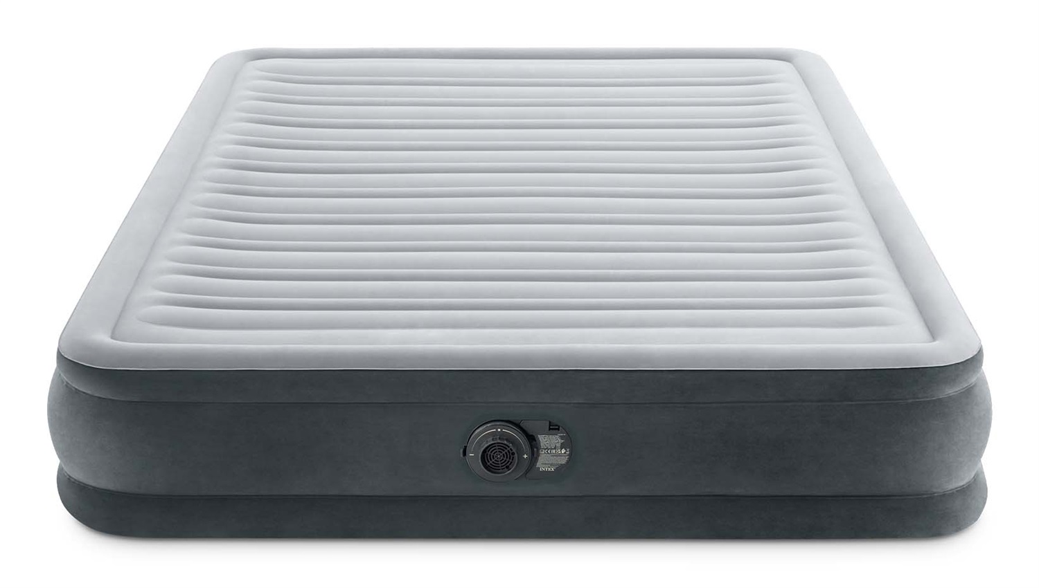 Intex 67770ND Materasso Gonfiabile Dura-Beam Comfort Plush Matrimoniale con Pompa Elettrica Incorporata 152x203x33 cm - Grigio Chiaro