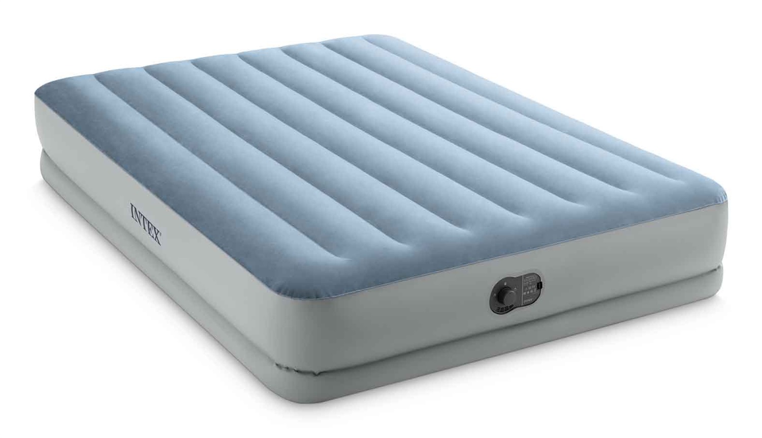 Intex 64159 Materasso Gonfiabile Matrimoniale Dura-Beam Mid-Rise Comfort 152x203x36 cm con Pompa USB - Grigio e Azzurro