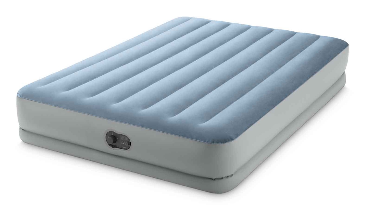 Intex 64159 Materasso Gonfiabile Matrimoniale Dura-Beam Mid-Rise Comfort 152x203x36 cm con Pompa USB - Grigio e Azzurro