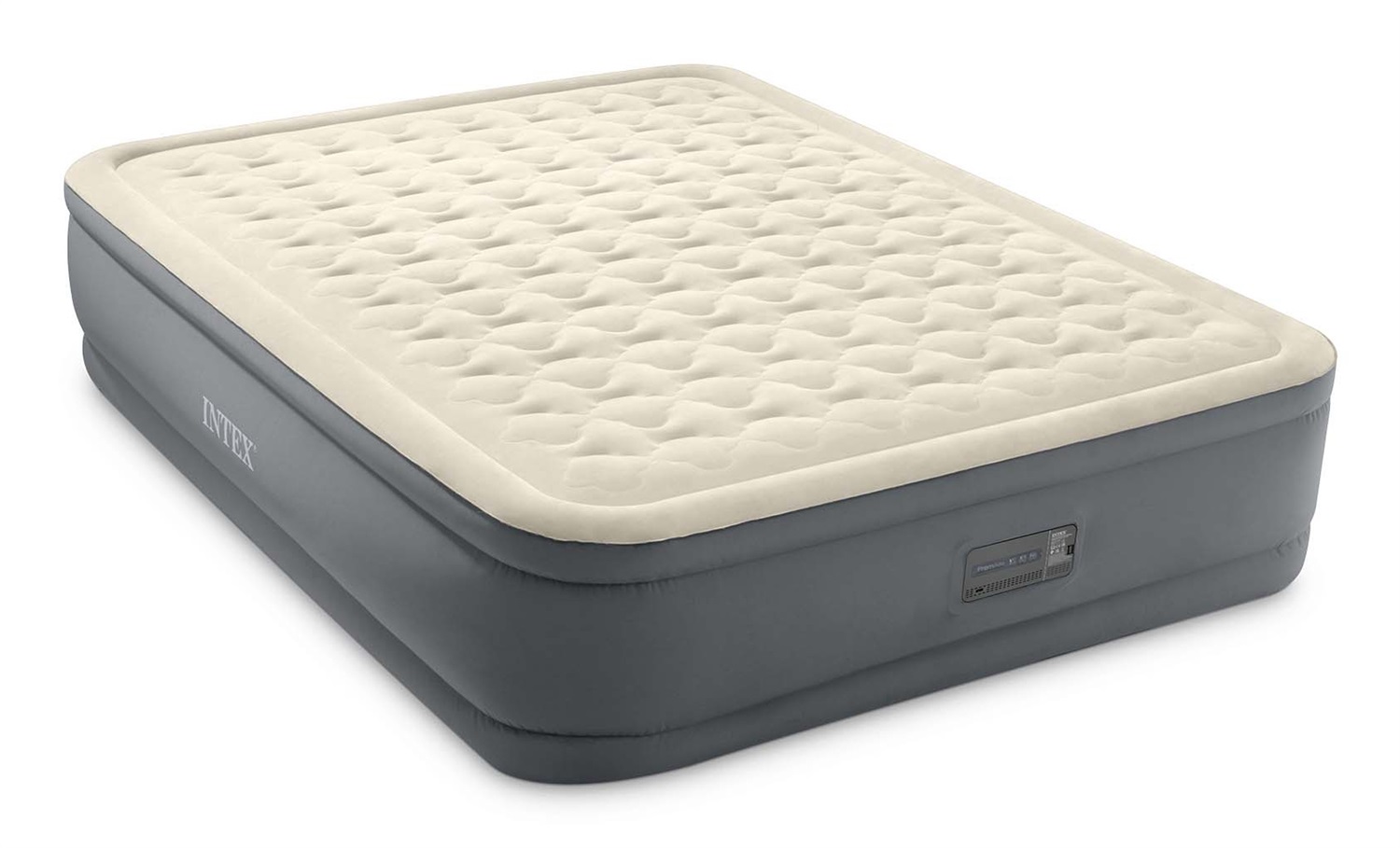 Intex DuraBeam PremAire II Materasso Gonfiabile Matrimoniale con Pompa Elettrica e USB, 152x203x46 cm, Tecnologia Fiber-Tech, Superficie Floccata