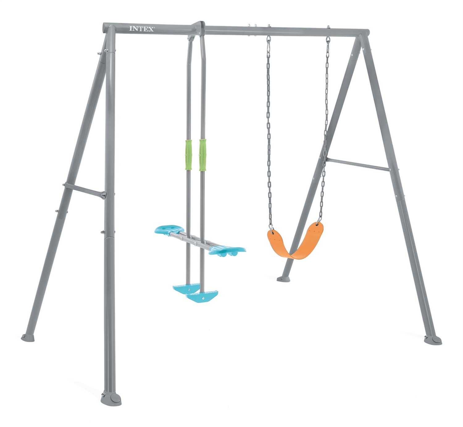 Intex 44122 - Altalena Grigia con Seggiolino e Dondolo, Acciaio Galvanizzato, 249x249x203 cm