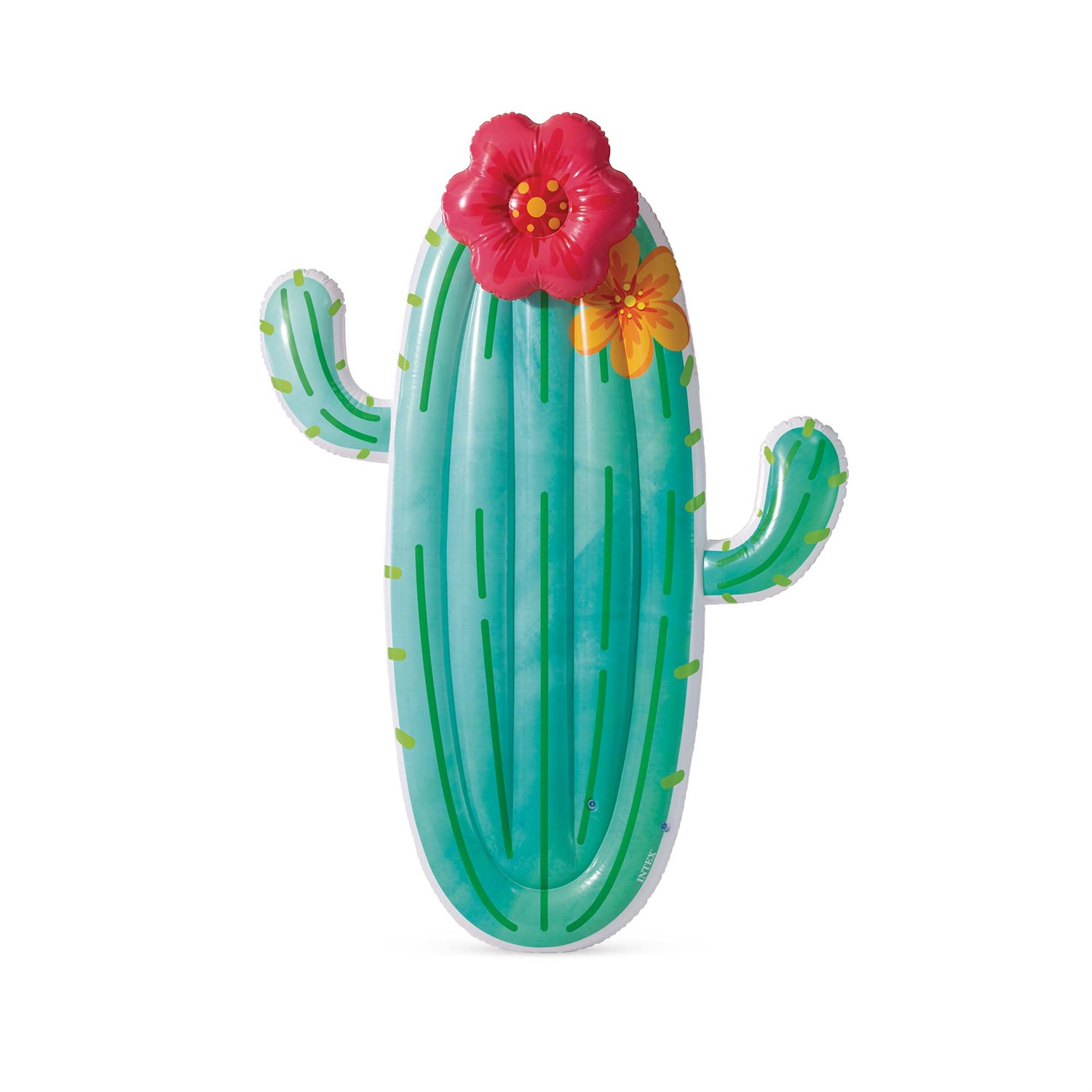 INTEX Materassino Gonfiabile Cactus Wet Set Collection - 180x130x28 cm, Vinile, Cuscino a Forma di Fiore, Max 100 kg