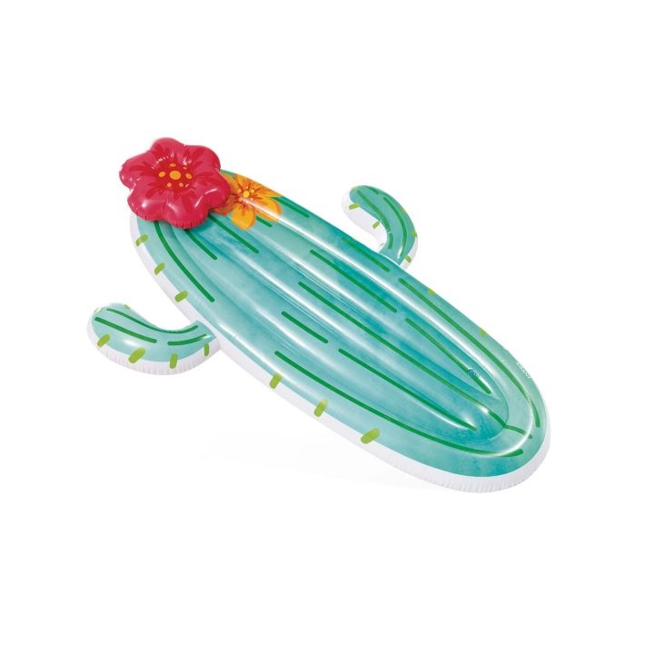 INTEX Materassino Gonfiabile Cactus Wet Set Collection - 180x130x28 cm, Vinile, Cuscino a Forma di Fiore, Max 100 kg