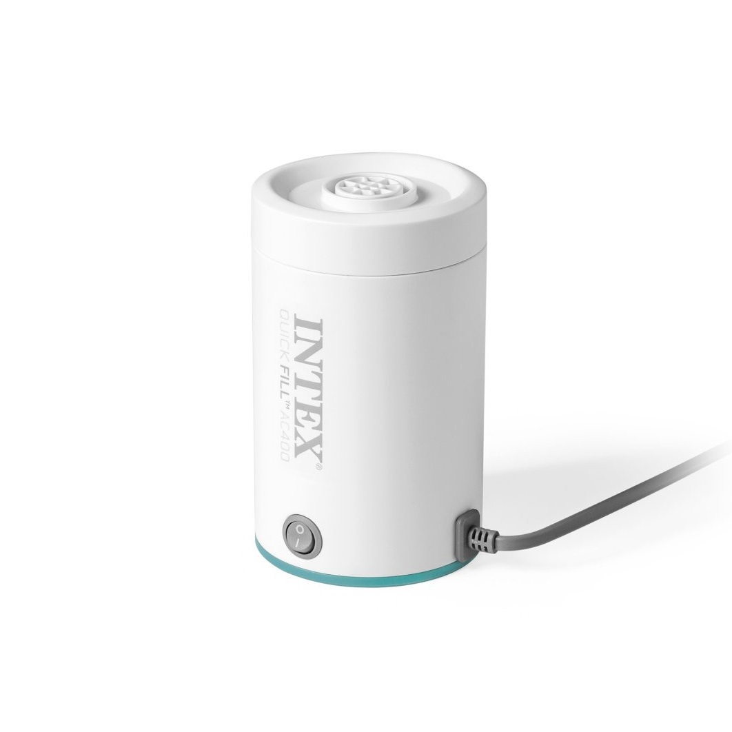Intex QuickFill AC400 - Pompa Elettrica per Gonfiaggio e Sgonfiaggio, Plastica Bianco, 220-240 V, con Termo Protezione e Ugelli Intercambiabili