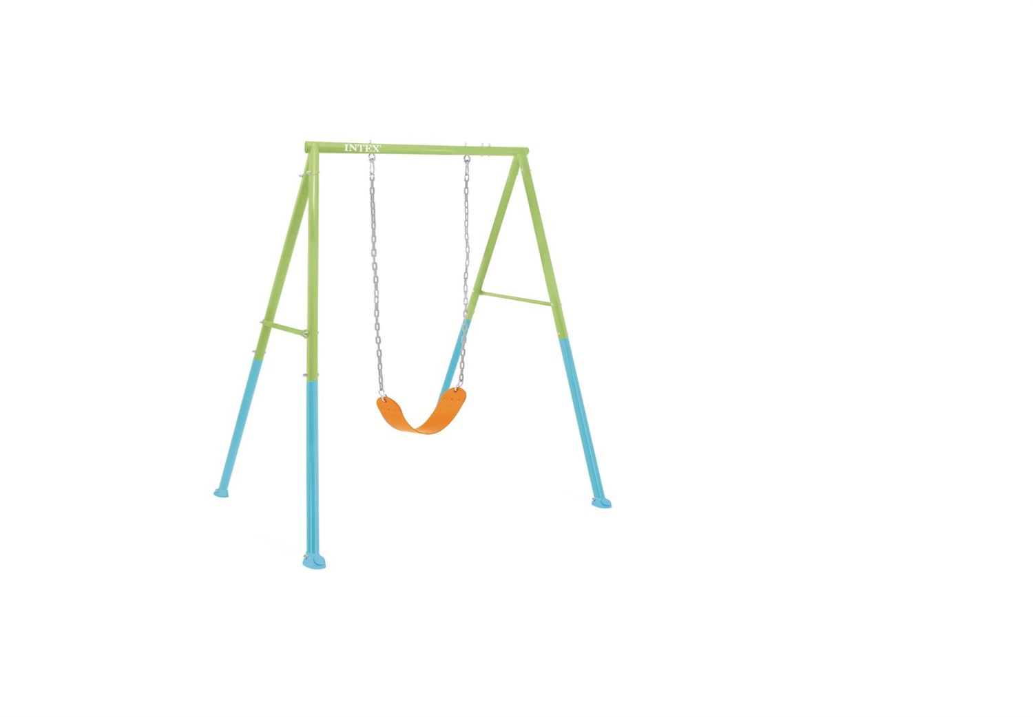 Intex 44113 - Altalena per Bambini 2-in-1 con Seggiolini Intercambiabili, Acciaio Verde e Azzurro, 170x235x200 cm