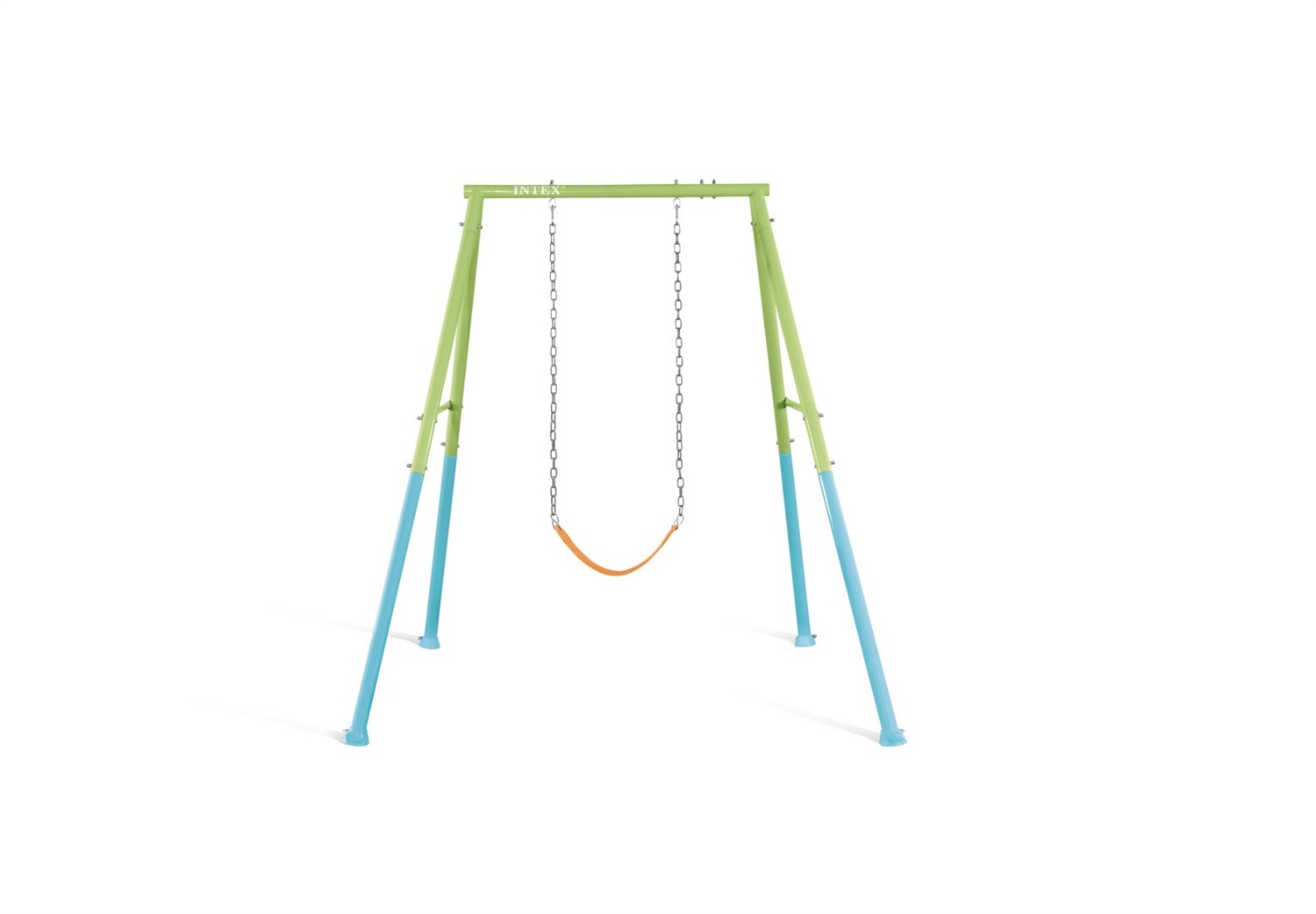 Intex 44113 - Altalena per Bambini 2-in-1 con Seggiolini Intercambiabili, Acciaio Verde e Azzurro, 170x235x200 cm