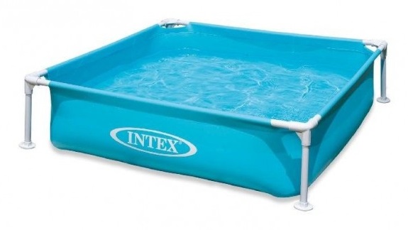 Intex 57173NP Piscina Mini Frame Azzurro 122x122x30 cm - Acciaio e PVC, Capacità 337 litri, Facile da Montare e Sicura per Bambini