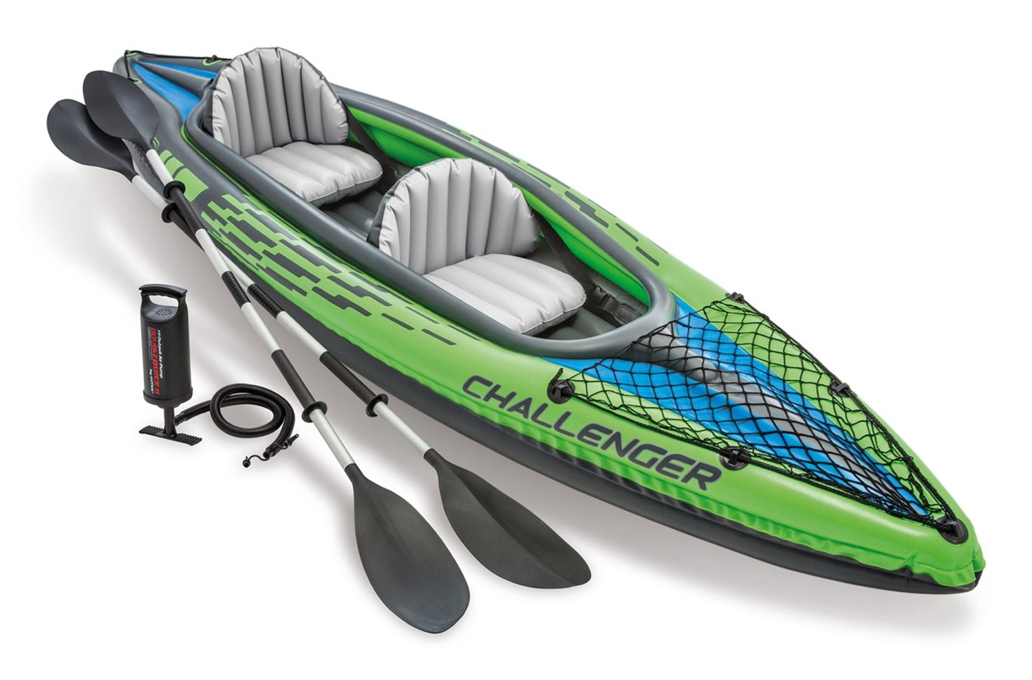 Intex Canoa Gonfiabile Challenger K2, 2 Posti, PVC SuperTough, 351x76x38 cm, con Remi e Pompa