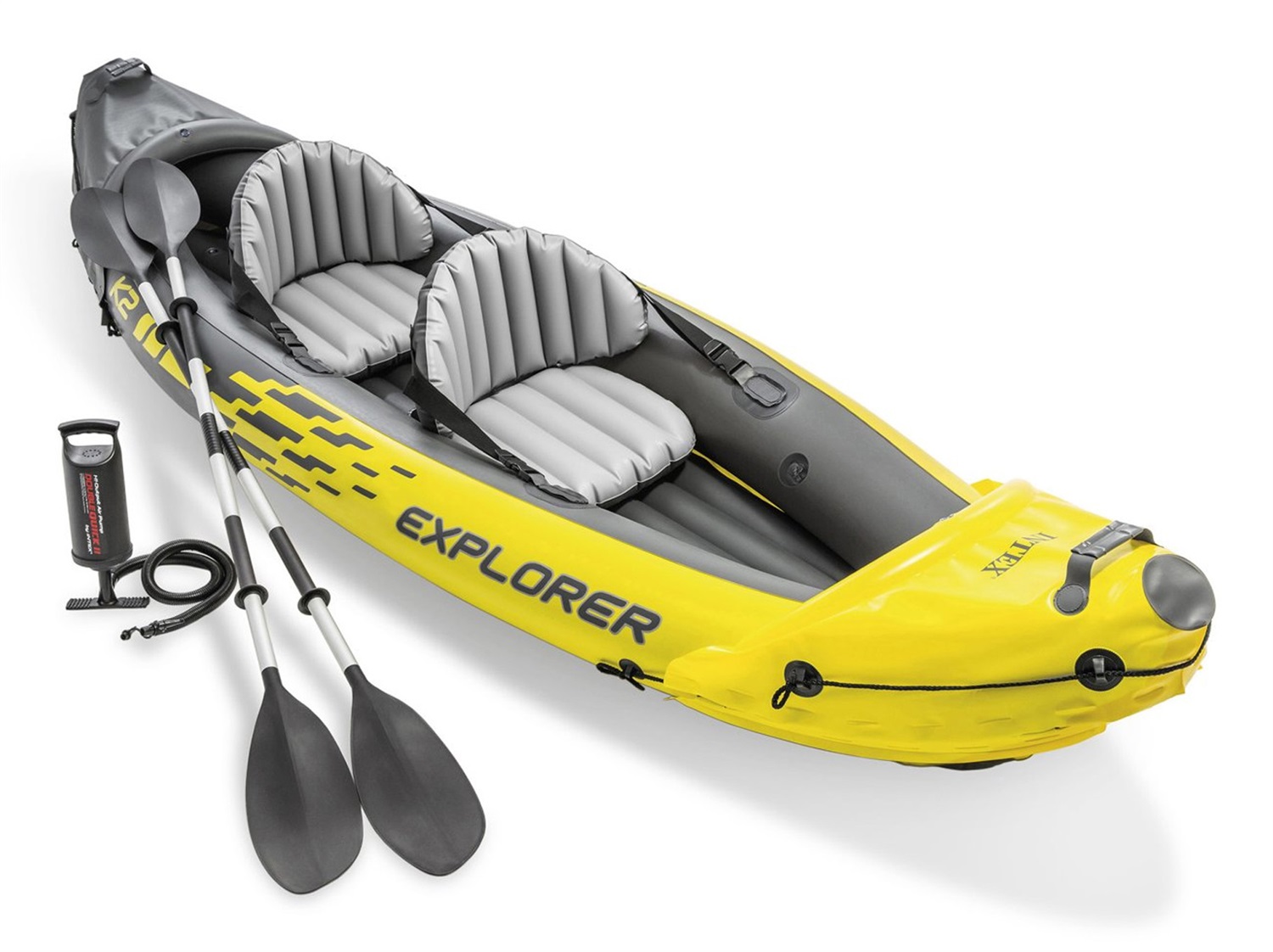 Intex Explorer K2 - Kayak Gonfiabile 2 Posti in PVC, 312x91x51 cm, con Remi in Alluminio e Accessori Inclusi