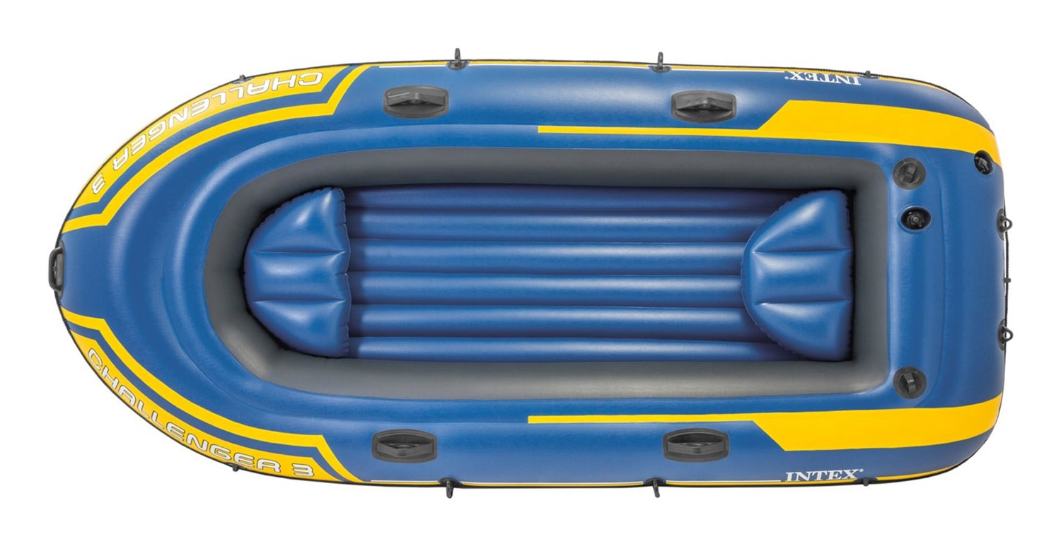 Intex 68370 Canotto Gonfiabile Challenger 3 Set - 3 Posti, PVC, 295x137x43 cm, con Pompa e Remi, Giallo-Blu