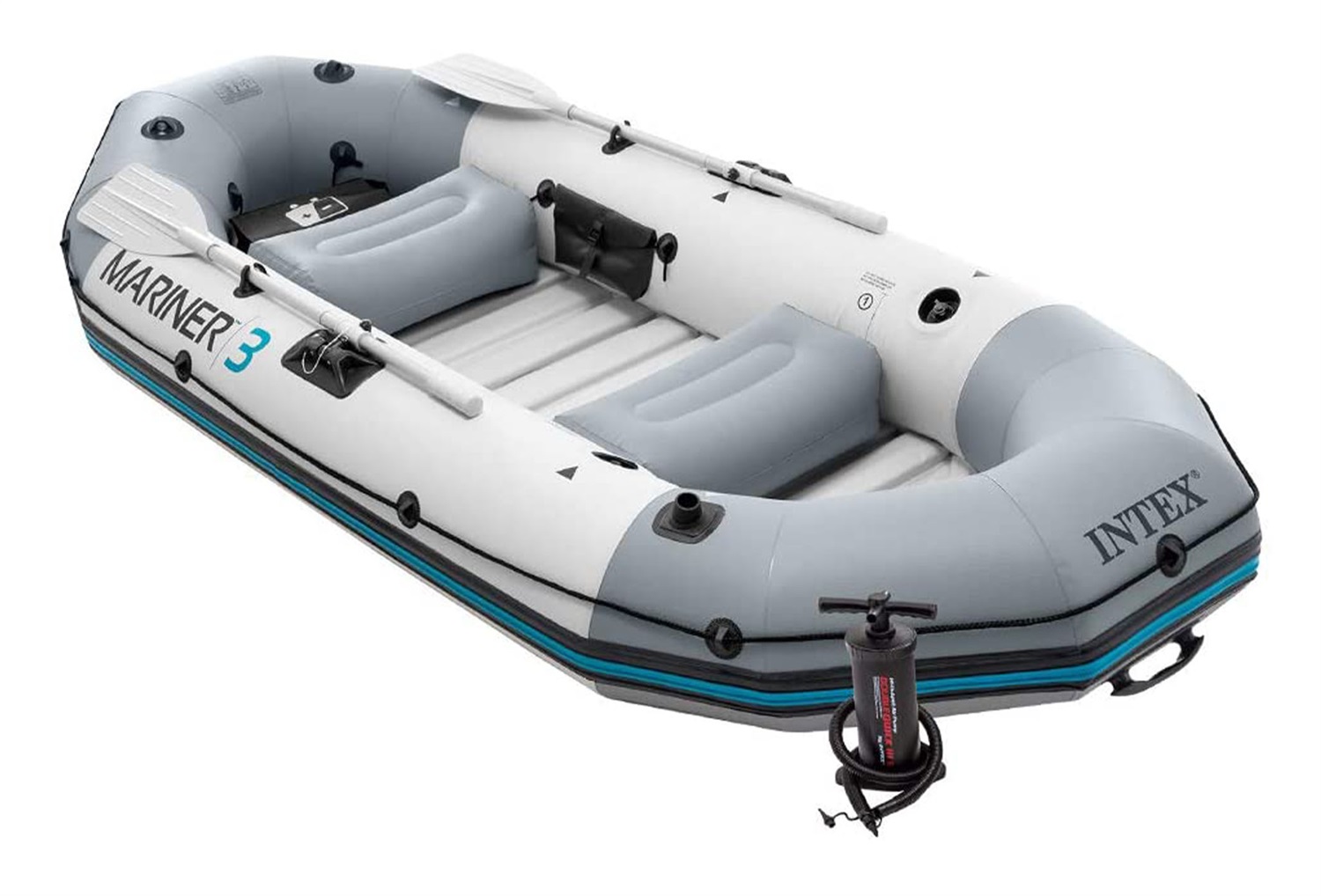 Intex Mariner 3 Canotto Gonfiabile per 3 Persone - 297x127x46 cm con Remi in Alluminio e Pompa Inclusa