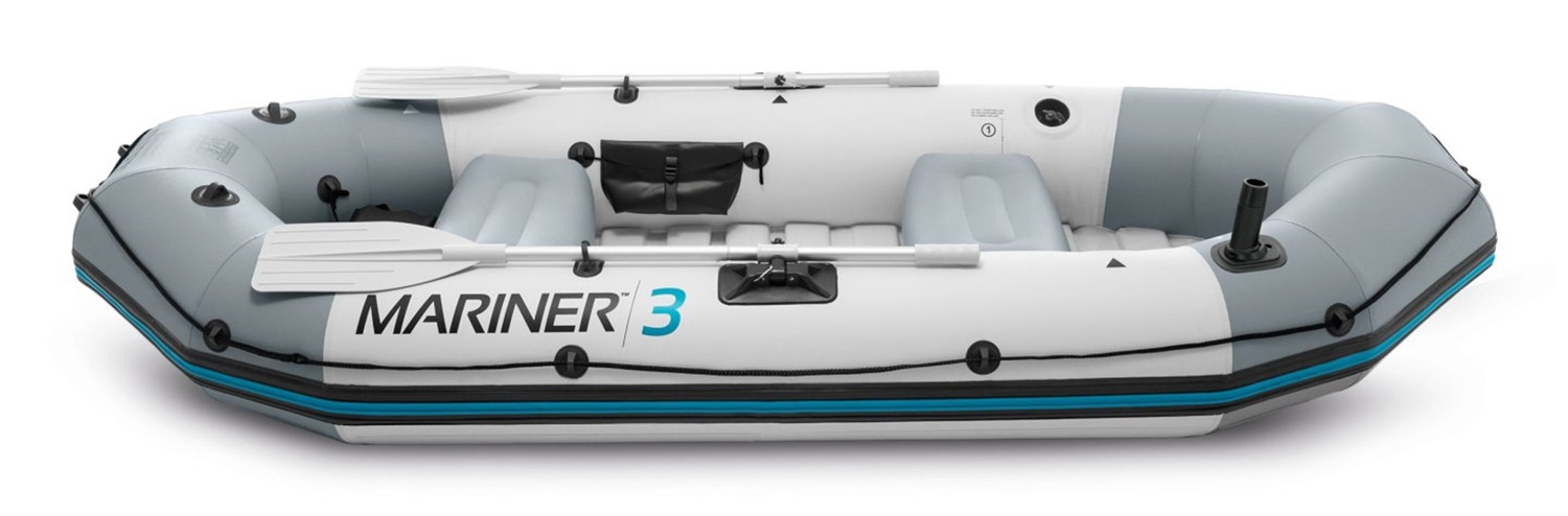 Intex Mariner 3 Canotto Gonfiabile per 3 Persone - 297x127x46 cm con Remi in Alluminio e Pompa Inclusa