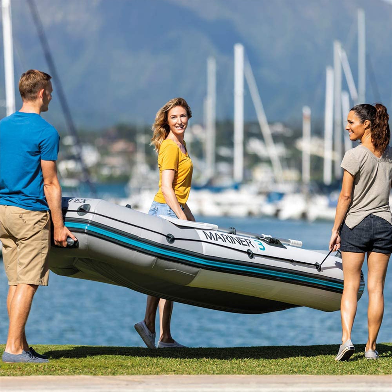 Intex Mariner 3 Canotto Gonfiabile per 3 Persone - 297x127x46 cm con Remi in Alluminio e Pompa Inclusa