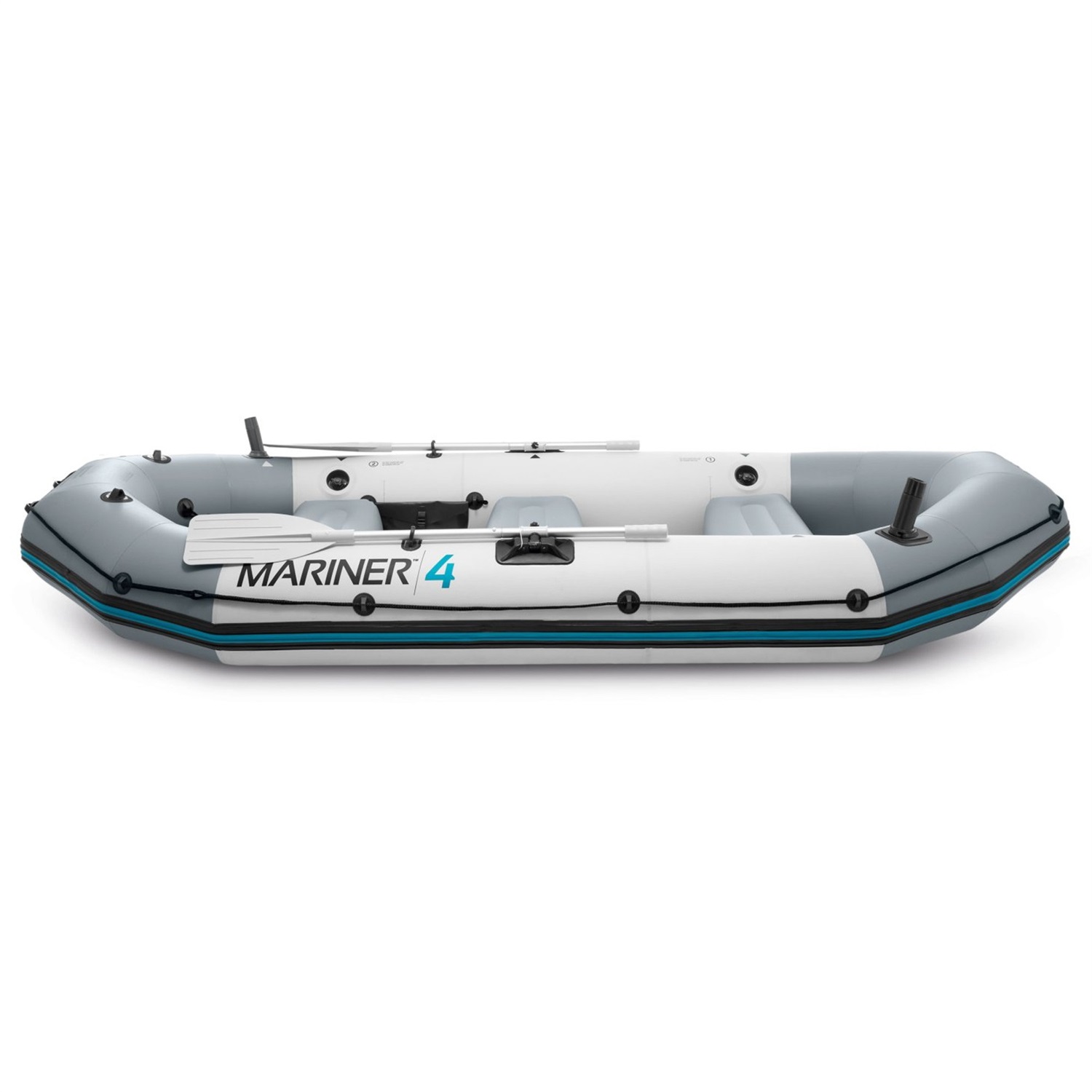 Intex Canotto Gonfiabile Mariner 4 - 328x145x48 cm, Capacità 4 Persone, Portata Massima 400 kg, con Pompa e Remi