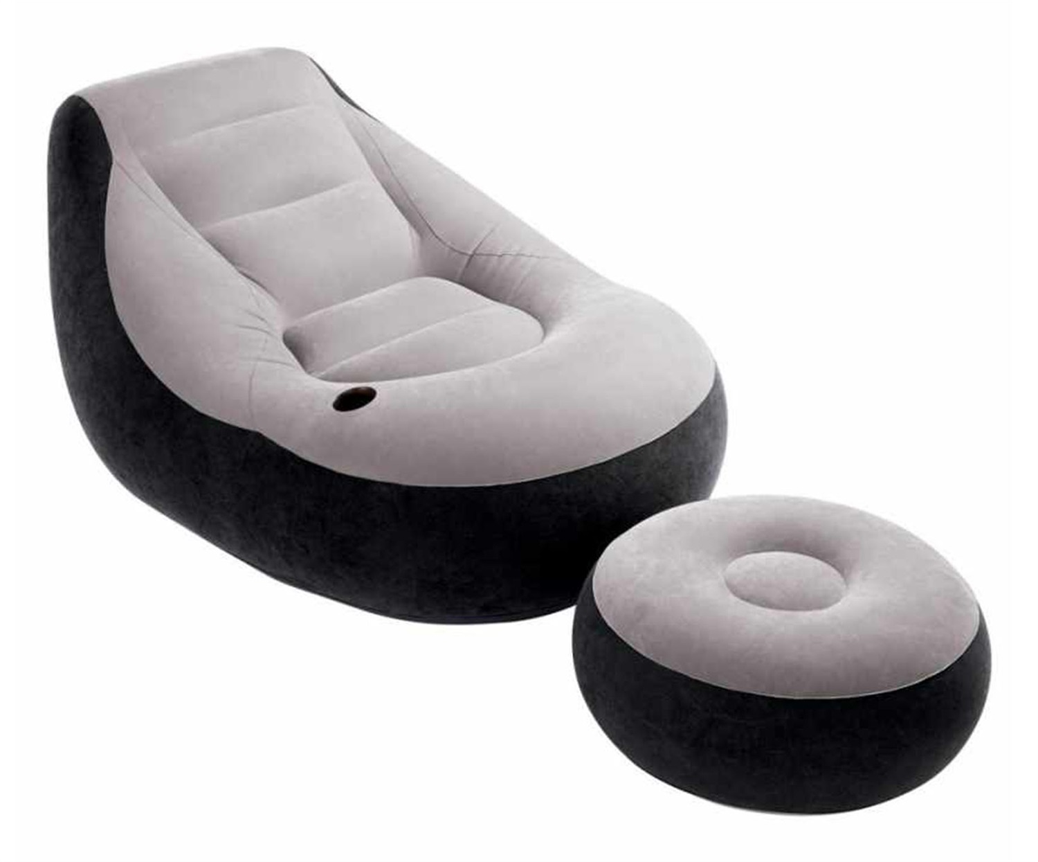 Intex 68564NP Poltrona Lounge Gonfiabile con Poggia Piedi - Dimensioni 102 x 137 x 79 cm, Colore Grigio/Nero, Design Neutro