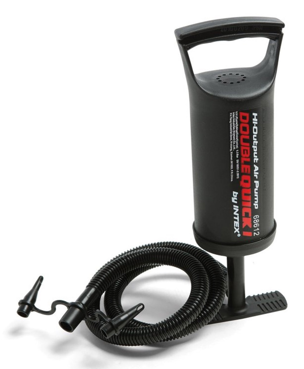 Intex Pompa Manuale Double Quick I 29 cm - Gonfia Spingendo e Tirando, 3 Adattatori, Colore Nero