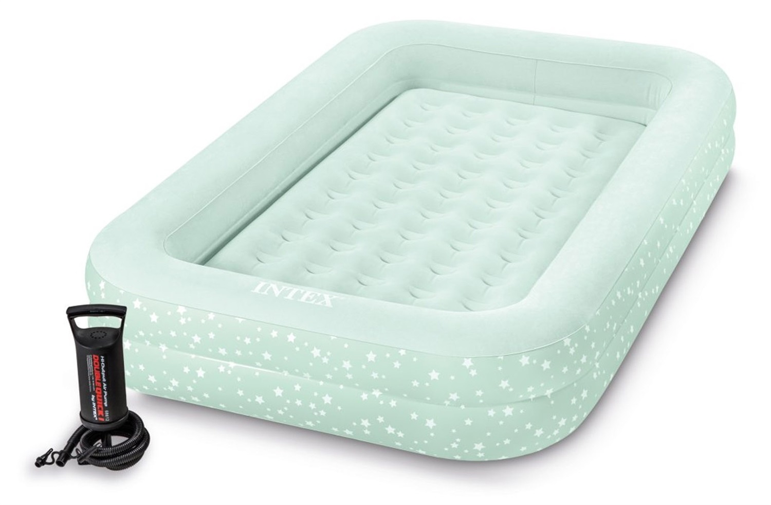 INTEX 66810NP - Materassino Gonfiabile Baby 107x168x25 cm, PVC con Pompa Manuale, per Casa e Viaggio, 3-6 anni