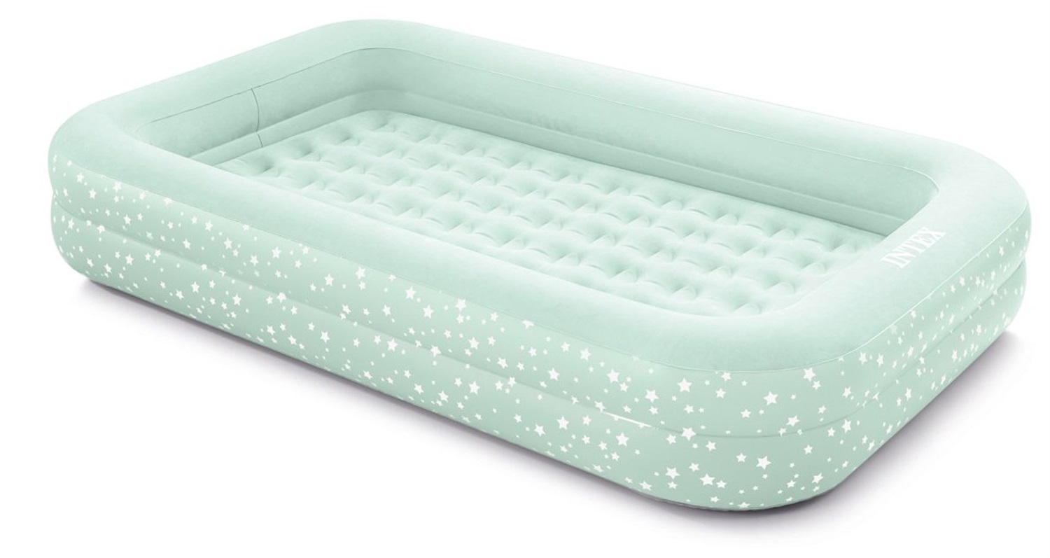 INTEX 66810NP - Materassino Gonfiabile Baby 107x168x25 cm, PVC con Pompa Manuale, per Casa e Viaggio, 3-6 anni