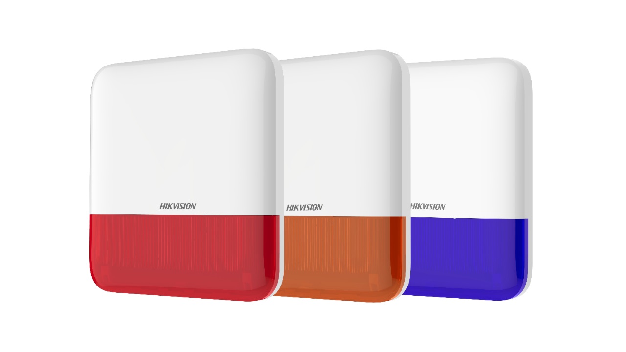 Hikvision DS-PS1-E-WE - Sirena Esterna Wireless 868 MHz 110 dB con 3 Modalità Sonore e Crittografia AES-128 - Rosso