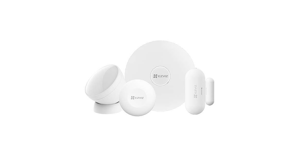 EZVIZ Home Sensor Kit - Kit di Sicurezza Domestica Intelligente con 4 Sensori ZigBee/Wi-Fi, Colore Bianco