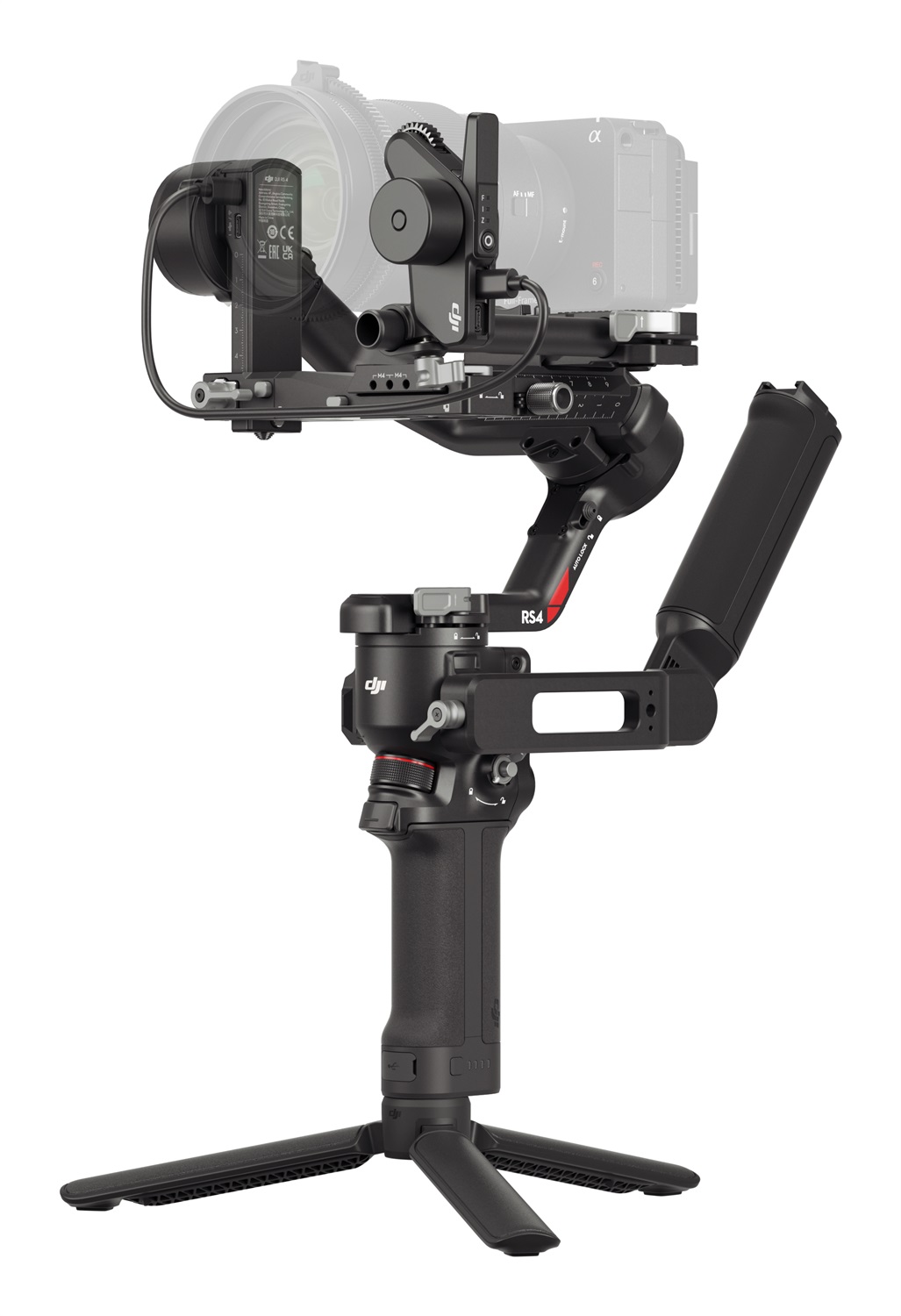 DJI RS 4 Stabilizzatore d'immagine Nero - Gimbal a 3 Assi per Fotocamere Mirrorless e DSLR, Riprese Verticali Native 2ª Generazione, Joystick a 2 Modalità, Bracci in Teflon