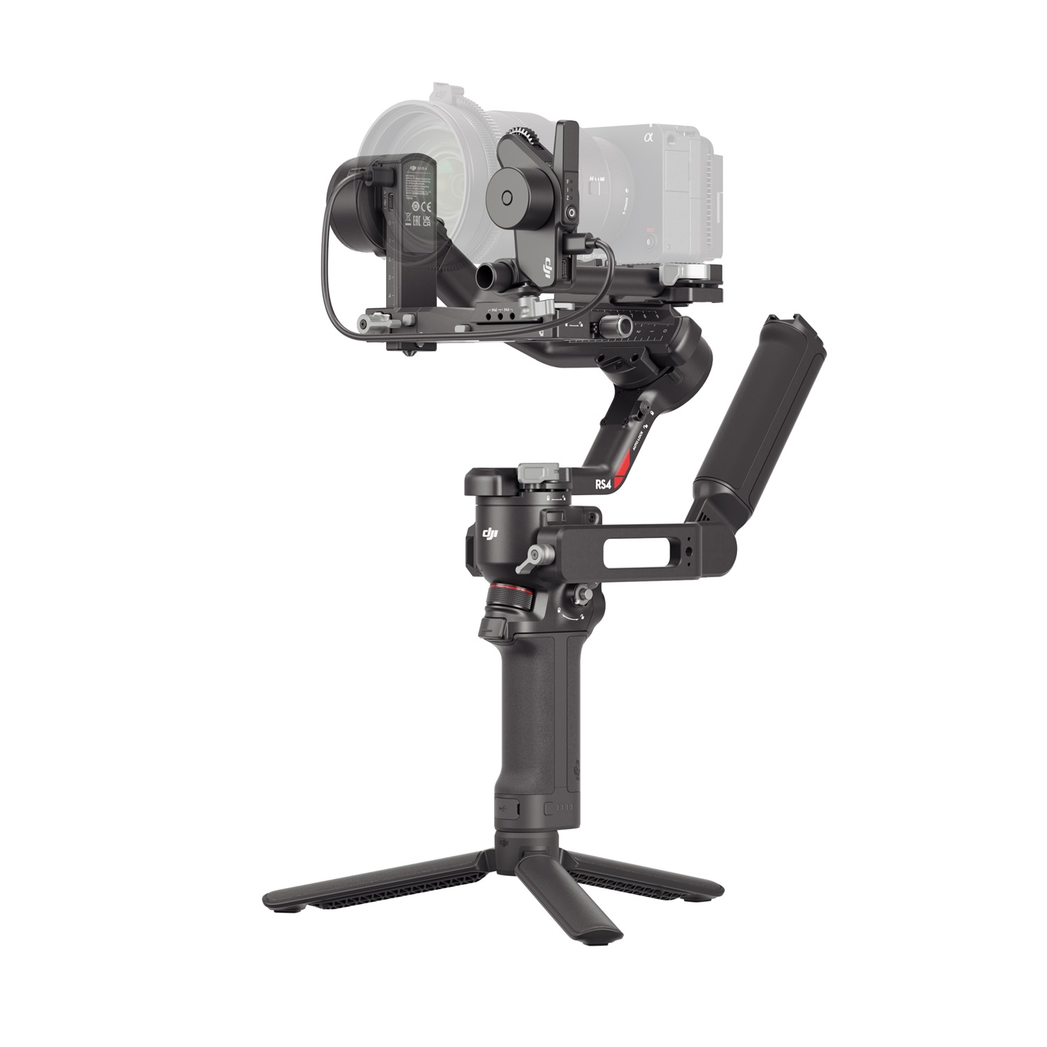 DJI RS 4 Combo Stabilizzatore d'immagine Nero - Stabilizzatore a 3 Assi per Fotocamere Mirrorless e DSLR, Riprese Verticali Native, Selettore Joystick a 2 Modalità, Motore Focus Pro