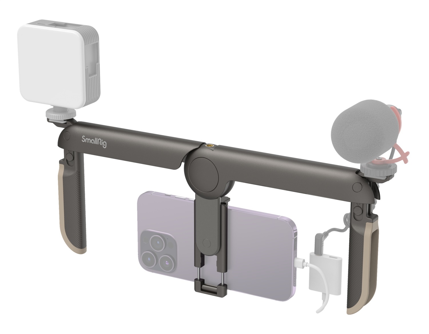 SmallRig 4047 Fold P20 Gabbia per telefono universale pieghevole con supporto per treppiede e stabilizzatore, compatibile con smartphone da 65-80 mm