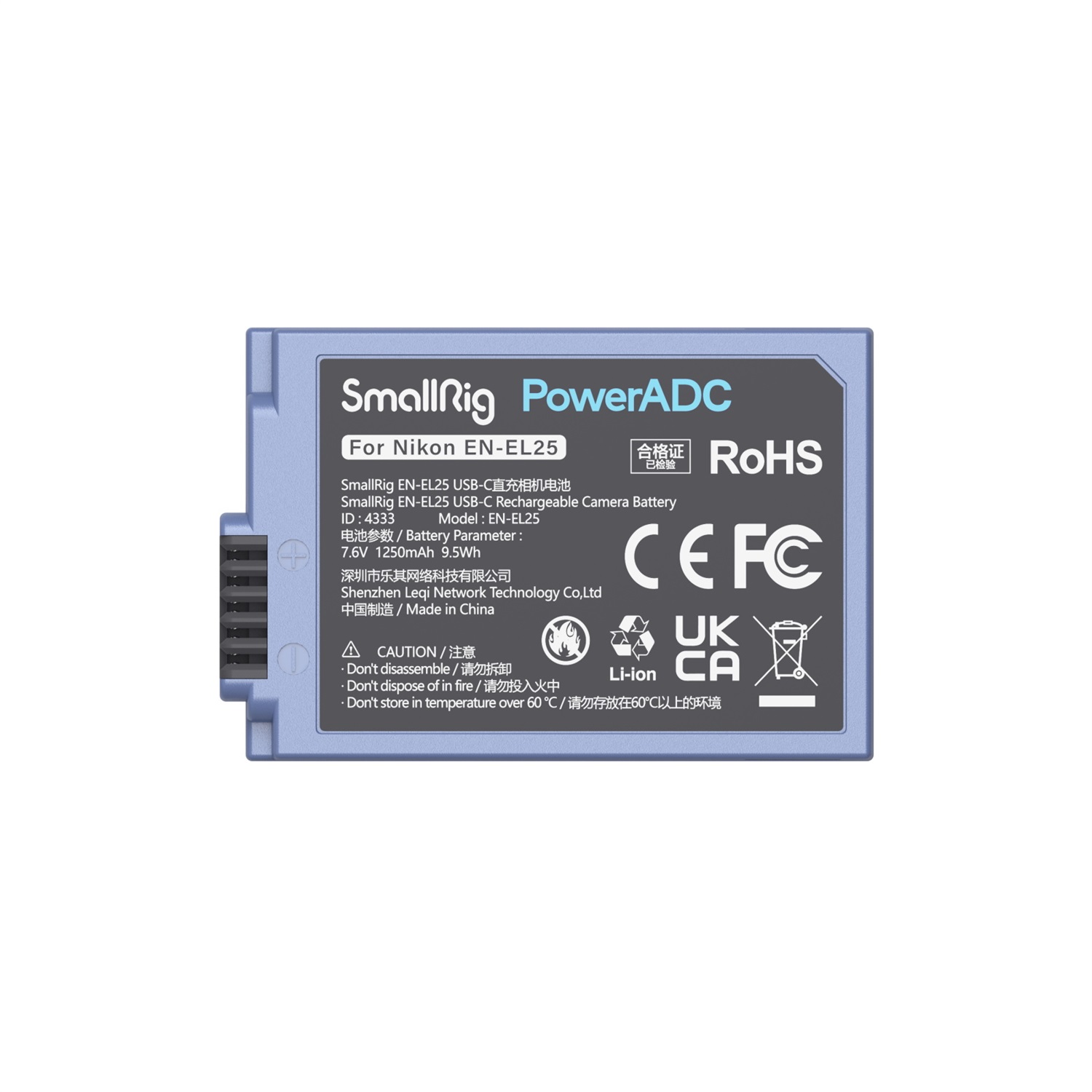 SmallRig EN-EL25 Batteria Ricaricabile USB-C per Fotocamere Nikon - 1250 mAh, Ioni di Litio