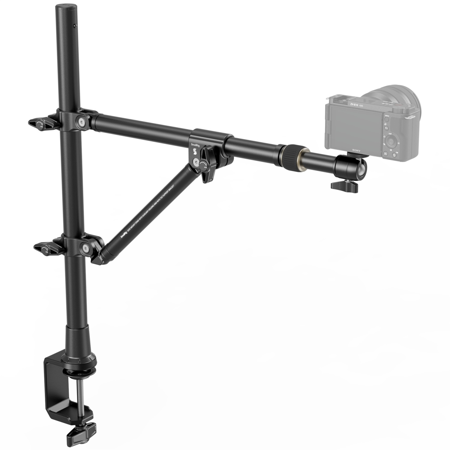 SmallRig 4304 - Staffa da Tavolo Triangolare per Fotografia Aerea e Live Streaming, Max. Carico 3 kg, con Testa a Sfera e Clip per Telefono